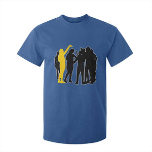 Viral Basketball Pointing Huddle T Shirt For Kid Funny Women Sports Culture Meme Yellow Silhouette Graphic TS02 Royal Blue Print Your Wear