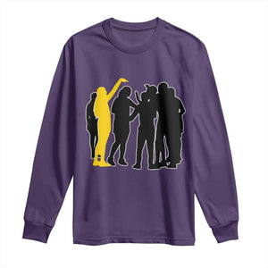 Viral Basketball Pointing Huddle Long Sleeve Shirt Funny Women Sports Culture Meme Yellow Silhouette Graphic TS02 Purple Print Your Wear