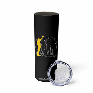 Viral Basketball Pointing Huddle Skinny Tumbler Funny Women Sports Culture Meme Yellow Silhouette Graphic TS02 Print Your Wear