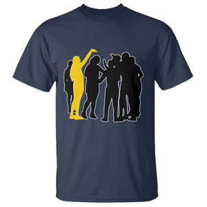 Viral Basketball Pointing Huddle T Shirt Funny Women Sports Culture Meme Yellow Silhouette Graphic TS02 Navy Print Your Wear