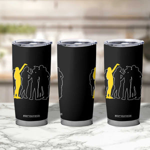 Viral Basketball Pointing Huddle Tumbler Cup Funny Women Sports Culture Meme Yellow Silhouette Graphic TS02 Print Your Wear