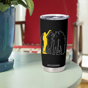 Viral Basketball Pointing Huddle Tumbler Cup Funny Women Sports Culture Meme Yellow Silhouette Graphic TS02 Print Your Wear