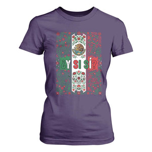 Y Si Si Mexican Flag Floral Folk Art T Shirt For Women Viva Mexico Pride for Soccer Football Fans TS02 Purple Print Your Wear