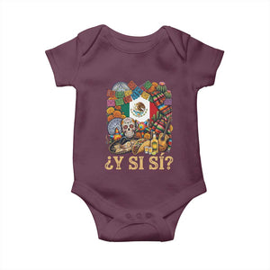 Y Si Si Mexican Flag Fiesta Taco Tequila Sugar Skull Graphic Baby Onesie What If Mexico Party Culture Performance TS02 Maroon Print Your Wear