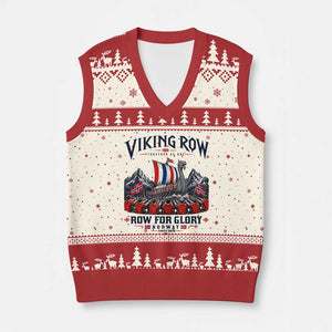 Viking Row Ro Ro Norway Norge Norwegian Flag V-Neck Knit Sweater Vest Row For Glory Norway Together As One Retro Football Fans TS02 Beige Red Print Your Wear