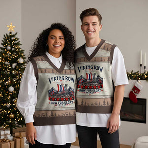 Viking Row Ro Ro Norway Norge Norwegian Flag V-Neck Knit Sweater Vest Row For Glory Norway Together As One Retro Football Fans TS02 Mocha Mousse Print Your Wear