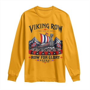 Viking Row Ro Ro Norway Norge Norwegian Flag Long Sleeve Shirt Row For Glory Norway Together As One Retro Football Fans TS02 Gold Print Your Wear