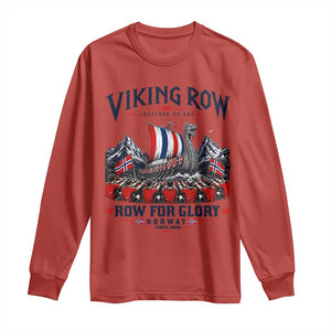 Viking Row Ro Ro Norway Norge Norwegian Flag Long Sleeve Shirt Row For Glory Norway Together As One Retro Football Fans TS02 Red Print Your Wear
