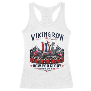 Viking Row Ro Ro Norway Norge Norwegian Flag Racerback Tank Top Row For Glory Norway Together As One Retro Football Fans TS02 White Print Your Wear