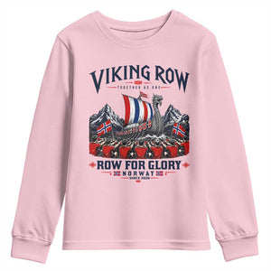 Viking Row Ro Ro Norway Norge Norwegian Flag Youth Sweatshirt Row For Glory Norway Together As One Retro Football Fans TS02 Light Pink Print Your Wear