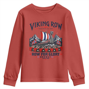 Viking Row Ro Ro Norway Norge Norwegian Flag Youth Sweatshirt Row For Glory Norway Together As One Retro Football Fans TS02 Red Print Your Wear
