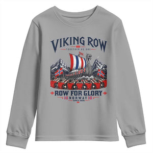 Viking Row Ro Ro Norway Norge Norwegian Flag Youth Sweatshirt Row For Glory Norway Together As One Retro Football Fans TS02 Sport Gray Print Your Wear