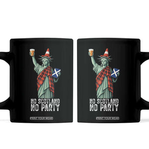 No Scotland No Party Funny Statue of Liberty Celebration Coffee Mug Saltire Flag Glasgow Cone Scottish Football Fans TS02 Black Print Your Wear