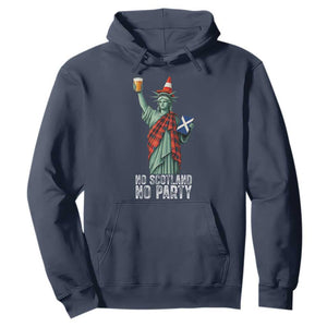No Scotland No Party Funny Statue of Liberty Celebration Hoodie Saltire Flag Glasgow Cone Scottish Football Fans TS02 Navy Print Your Wear