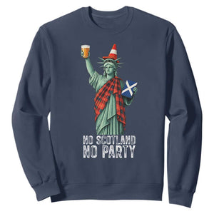 No Scotland No Party Funny Statue of Liberty Celebration Sweatshirt Saltire Flag Glasgow Cone Scottish Football Fans TS02 Navy Print Your Wear