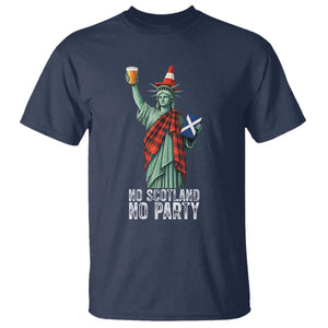 No Scotland No Party Funny Statue of Liberty Celebration T Shirt Saltire Flag Glasgow Cone Scottish Football Fans TS02 Navy Print Your Wear
