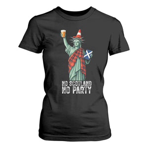 No Scotland No Party Funny Statue of Liberty Celebration T Shirt For Women Saltire Flag Glasgow Cone Scottish Football Fans TS02 Black Print Your Wear