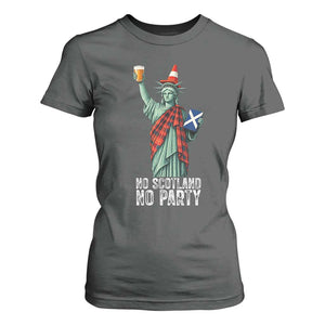 No Scotland No Party Funny Statue of Liberty Celebration T Shirt For Women Saltire Flag Glasgow Cone Scottish Football Fans TS02 Dark Heather Print Your Wear