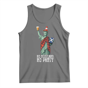 No Scotland No Party Funny Statue of Liberty Celebration Tank Top Saltire Flag Glasgow Cone Scottish Football Fans TS02 Black Heather Print Your Wear
