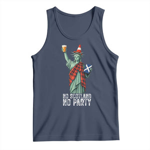 No Scotland No Party Funny Statue of Liberty Celebration Tank Top Saltire Flag Glasgow Cone Scottish Football Fans TS02 Navy Print Your Wear