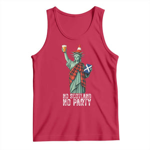 No Scotland No Party Funny Statue of Liberty Celebration Tank Top Saltire Flag Glasgow Cone Scottish Football Fans TS02 Red Print Your Wear