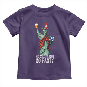 No Scotland No Party Funny Statue of Liberty Celebration Toddler T Shirt Saltire Flag Glasgow Cone Scottish Football Fans TS02 Purple Print Your Wear