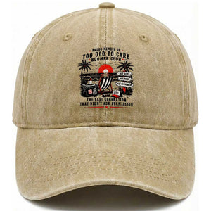 Proud Member Of Too Old To Care Boomer Club Retired Washed Cotton Baseball Cap Funny Retirement The Last Generation Beach Sunset Vacation TS02 Print Your Wear