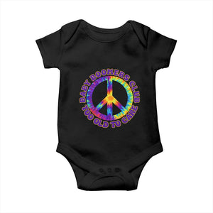 Baby Boomers Club Too Old To Care Retro Tie Dye Effect Printing Baby Onesie Peace Sign Groovy 60s Hippie Humor Graphic TS02 Black Print Your Wear