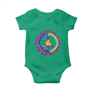 Baby Boomers Club Too Old To Care Retro Tie Dye Effect Printing Baby Onesie Peace Sign Groovy 60s Hippie Humor Graphic TS02 Irish Green Print Your Wear