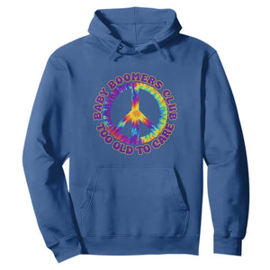 Baby Boomers Club Too Old To Care Retro Tie Dye Effect Printing Hoodie Peace Sign Groovy 60s Hippie Humor Graphic TS02 Royal Blue Print Your Wear
