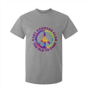 Baby Boomers Club Too Old To Care Retro Tie Dye Effect Printing T Shirt For Kid Peace Sign Groovy 60s Hippie Humor Graphic TS02 Sport Gray Print Your Wear