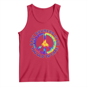 Baby Boomers Club Too Old To Care Retro Tie Dye Effect Printing Tank Top Peace Sign Groovy 60s Hippie Humor Graphic TS02 Red Print Your Wear
