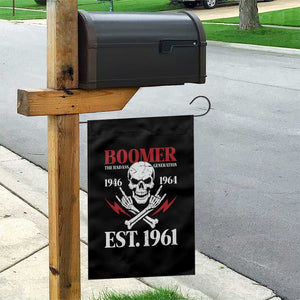 Funny Baby Boomer The Badass Generation Garden Flag EST 1961 Birthday Gift Skull Rock On Graphic