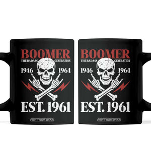 Funny Baby Boomer The Badass Generation Coffee Mug EST 1961 Birthday Gift Skull Rock On Graphic