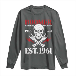 Funny Baby Boomer The Badass Generation Long Sleeve Shirt EST 1961 Birthday Gift Skull Rock On Graphic