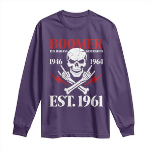 Funny Baby Boomer The Badass Generation Long Sleeve Shirt EST 1961 Birthday Gift Skull Rock On Graphic
