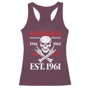 Funny Baby Boomer The Badass Generation Racerback Tank Top EST 1961 Birthday Gift Skull Rock On Graphic