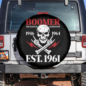 Funny Baby Boomer The Badass Generation Spare Tire Cover EST 1961 Birthday Gift Skull Rock On Graphic