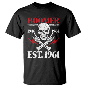 Funny Baby Boomer The Badass Generation T Shirt EST 1961 Birthday Gift Skull Rock On Graphic