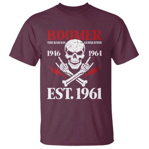 Funny Baby Boomer The Badass Generation T Shirt EST 1961 Birthday Gift Skull Rock On Graphic