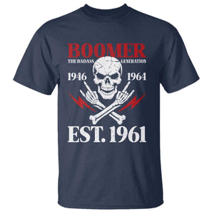 Funny Baby Boomer The Badass Generation T Shirt EST 1961 Birthday Gift Skull Rock On Graphic