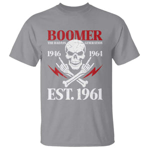 Funny Baby Boomer The Badass Generation T Shirt EST 1961 Birthday Gift Skull Rock On Graphic