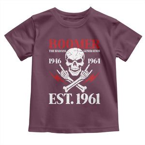 Funny Baby Boomer The Badass Generation Toddler T Shirt EST 1961 Birthday Gift Skull Rock On Graphic