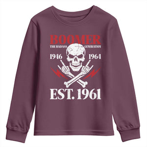 Funny Baby Boomer The Badass Generation Youth Sweatshirt EST 1961 Birthday Gift Skull Rock On Graphic