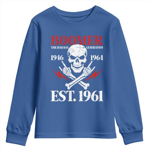 Funny Baby Boomer The Badass Generation Youth Sweatshirt EST 1961 Birthday Gift Skull Rock On Graphic