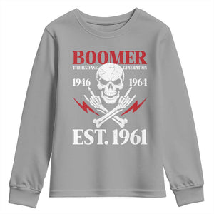 Funny Baby Boomer The Badass Generation Youth Sweatshirt EST 1961 Birthday Gift Skull Rock On Graphic