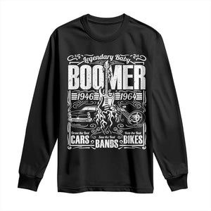 Legendary Baby Boomer Generation 1946 to 1964 Long Sleeve Shirt Vintage Rocker Classic Cars And Bikes Graphic