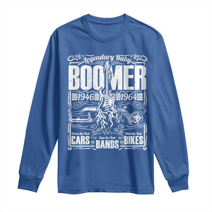 Legendary Baby Boomer Generation 1946 to 1964 Long Sleeve Shirt Vintage Rocker Classic Cars And Bikes Graphic