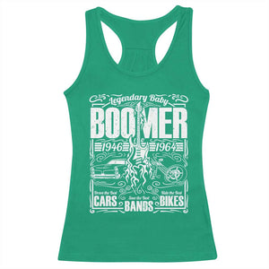 Legendary Baby Boomer Generation 1946 to 1964 Racerback Tank Top Vintage Rocker Classic Cars And Bikes Graphic