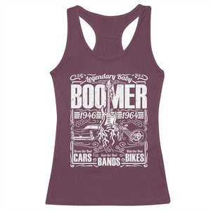 Legendary Baby Boomer Generation 1946 to 1964 Racerback Tank Top Vintage Rocker Classic Cars And Bikes Graphic